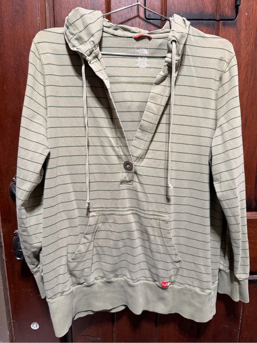 Vintage The North Face Sage Green Striped Hooded Pullover - Picture 2 of 4